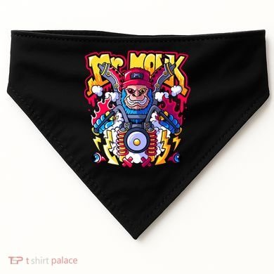Mr. Monkey Monk Cool Character Riding Motorcycle USA-Made Doggie Bandana