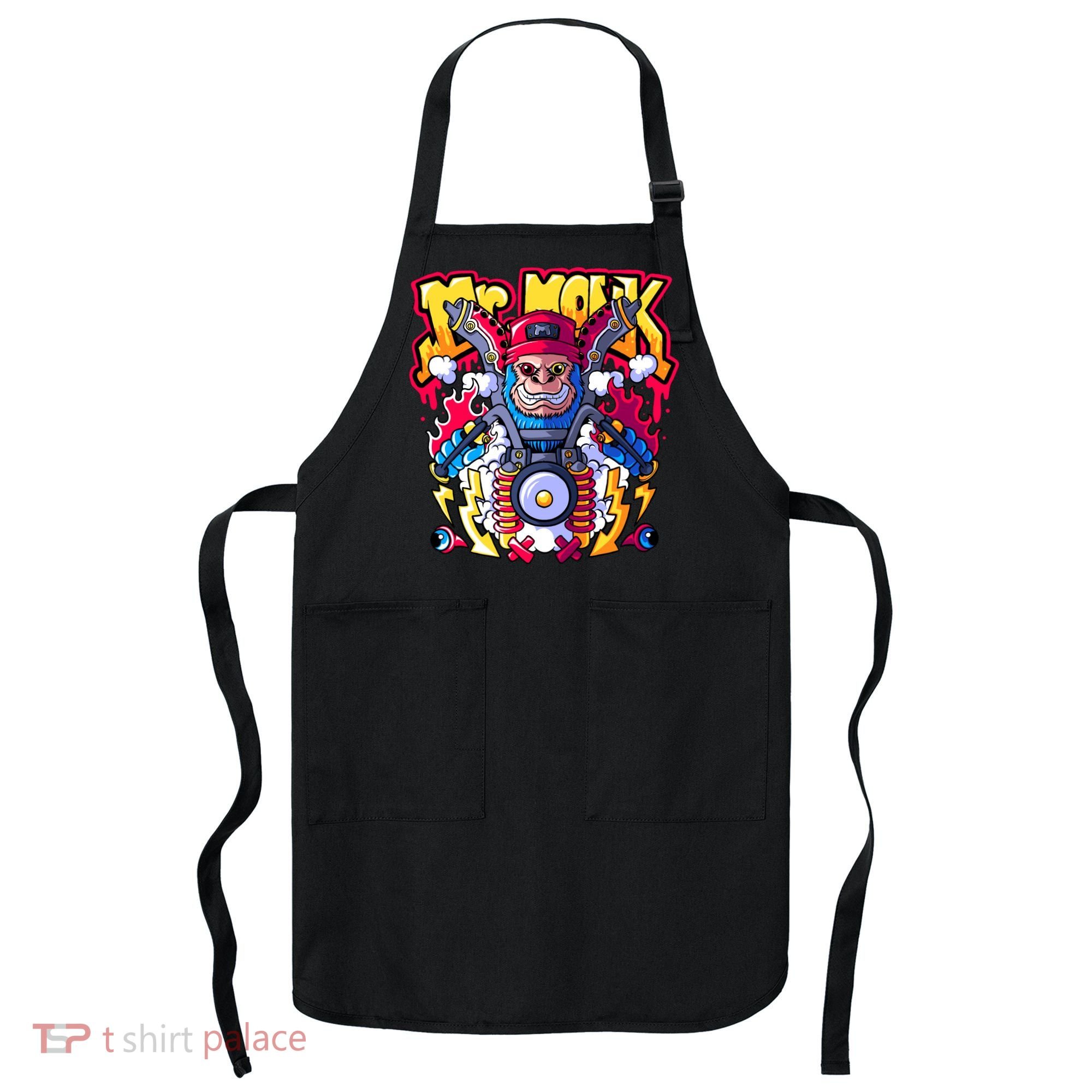 Mr. Monkey Monk Cool Character Riding Motorcycle Apron