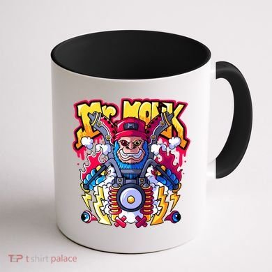 Mr. Monkey Monk Cool Character Riding Motorcycle Coffee Mug back