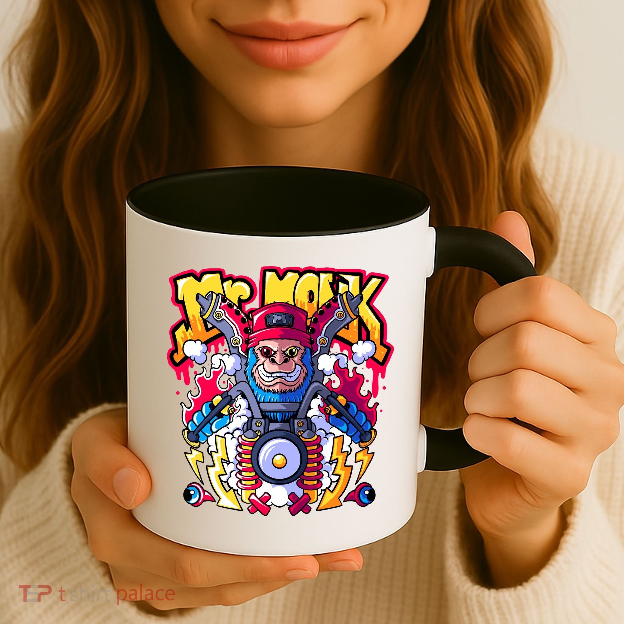 Mr. Monkey Monk Cool Character Riding Motorcycle Coffee Mug
