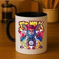 Mr. Monkey Monk Cool Character Riding Motorcycle Coffee Mug thumb 4