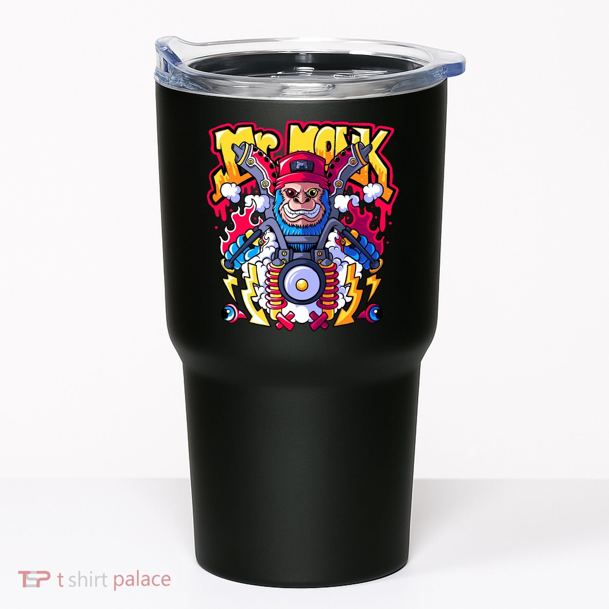 Mr. Monkey Monk Cool Character Riding Motorcycle Tumbler