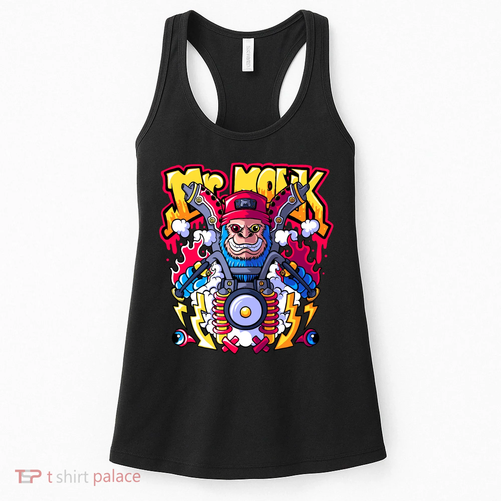 Mr. Monkey Monk Cool Character Riding Motorcycle Women's Tank Top