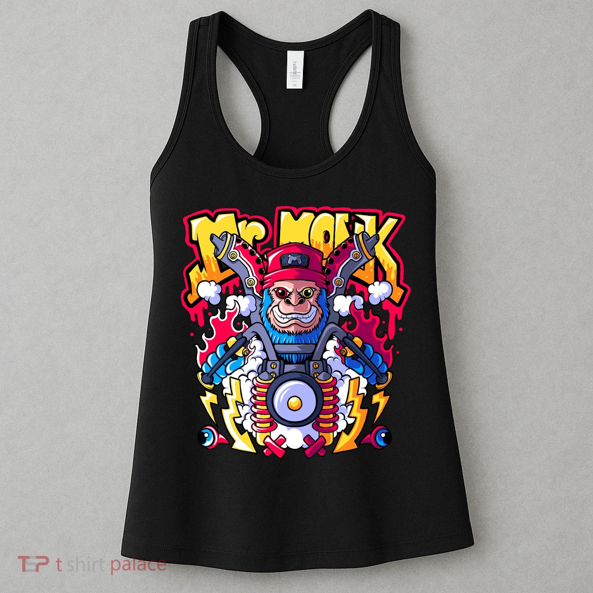 Mr. Monkey Monk Cool Character Riding Motorcycle Women's Tank Top