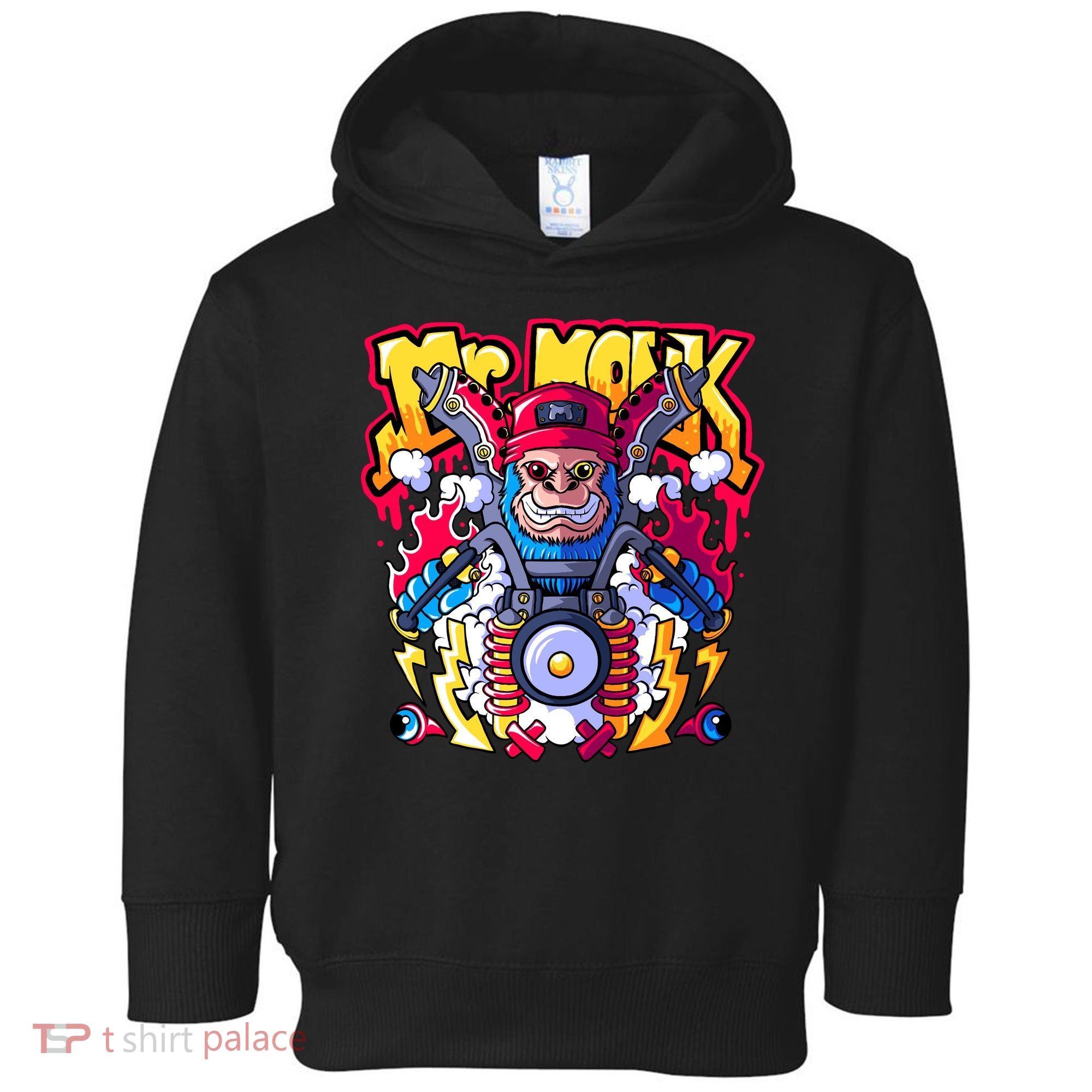 Mr. Monkey Monk Cool Character Riding Motorcycle Toddler Hoodie