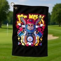 Mr. Monkey Monk Cool Character Riding Motorcycle Golf Towel thumb 1