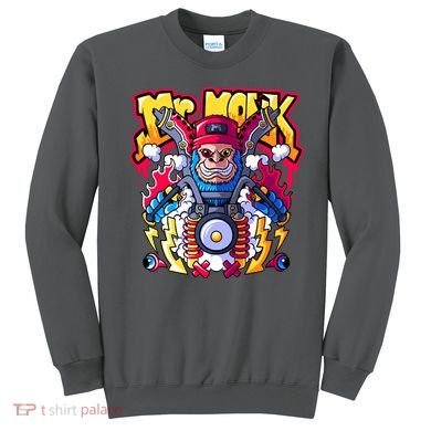 Mr. Monkey Monk Cool Character Riding Motorcycle Sweatshirt