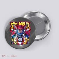 Mr. Monkey Monk Cool Character Riding Motorcycle Button thumb 0