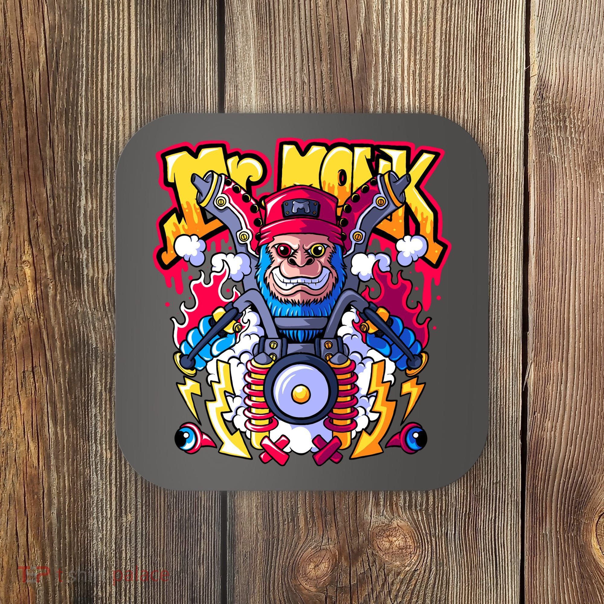 Mr. Monkey Monk Cool Character Riding Motorcycle Coaster