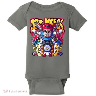 Mr. Monkey Monk Cool Character Riding Motorcycle Baby Bodysuit