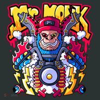 Mr. Monkey Monk Cool Character Riding Motorcycle Baby Bodysuit thumb 2