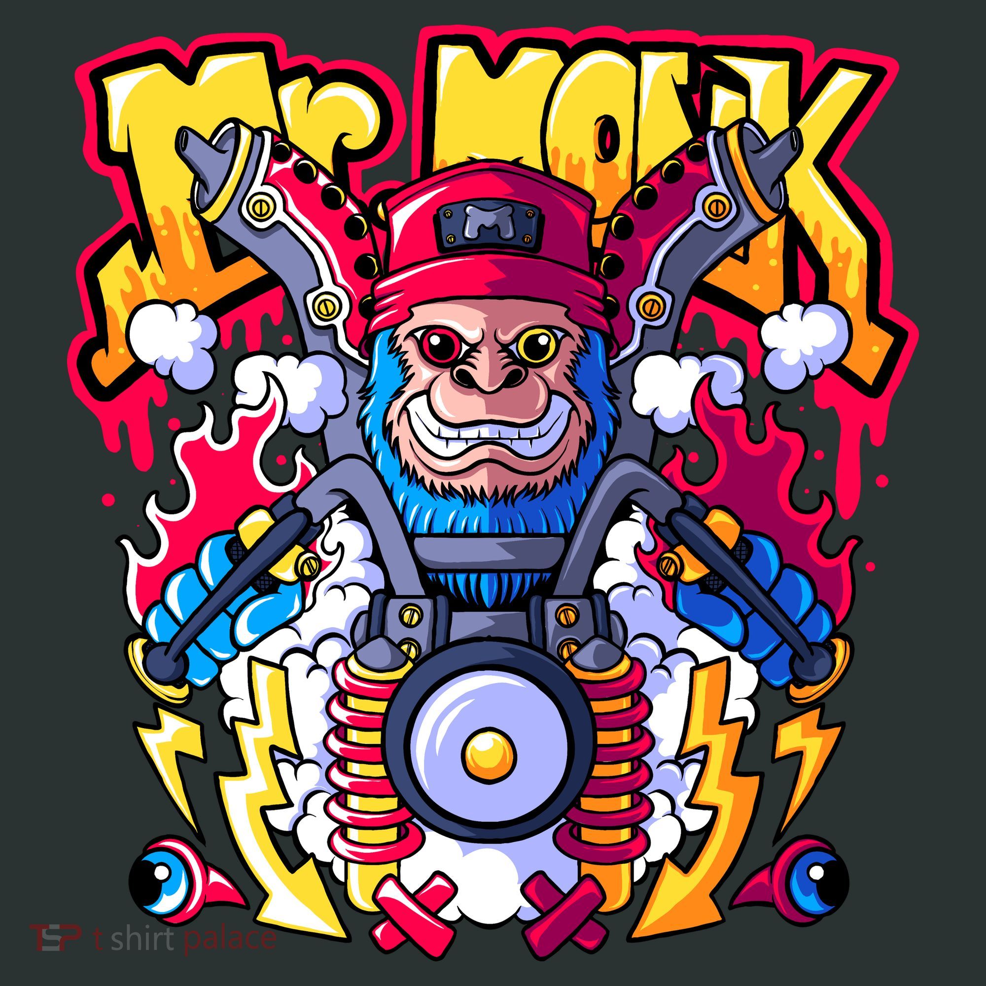 Mr. Monkey Monk Cool Character Riding Motorcycle Baby Bodysuit