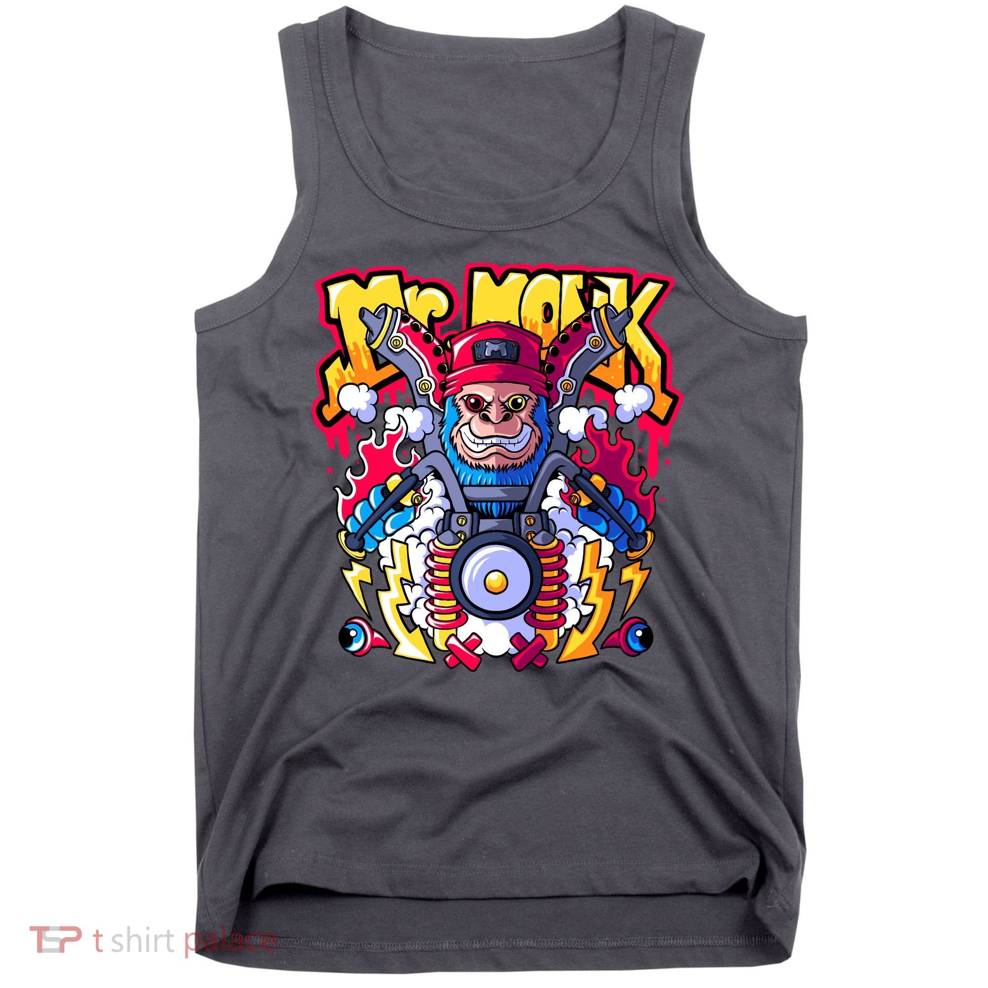 Mr. Monkey Monk Cool Character Riding Motorcycle Tank Top