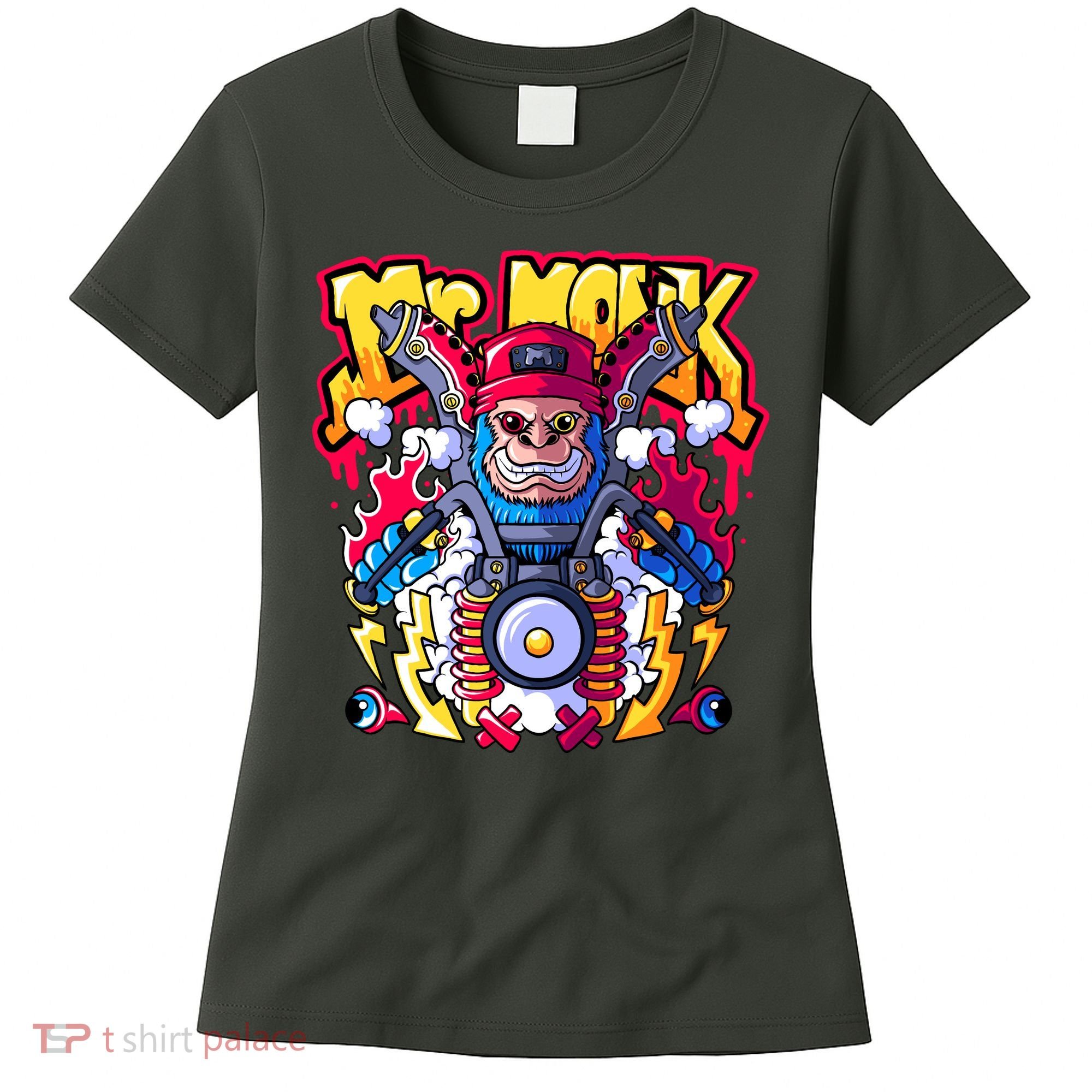 Mr. Monkey Monk Cool Character Riding Motorcycle Women's T-Shirt