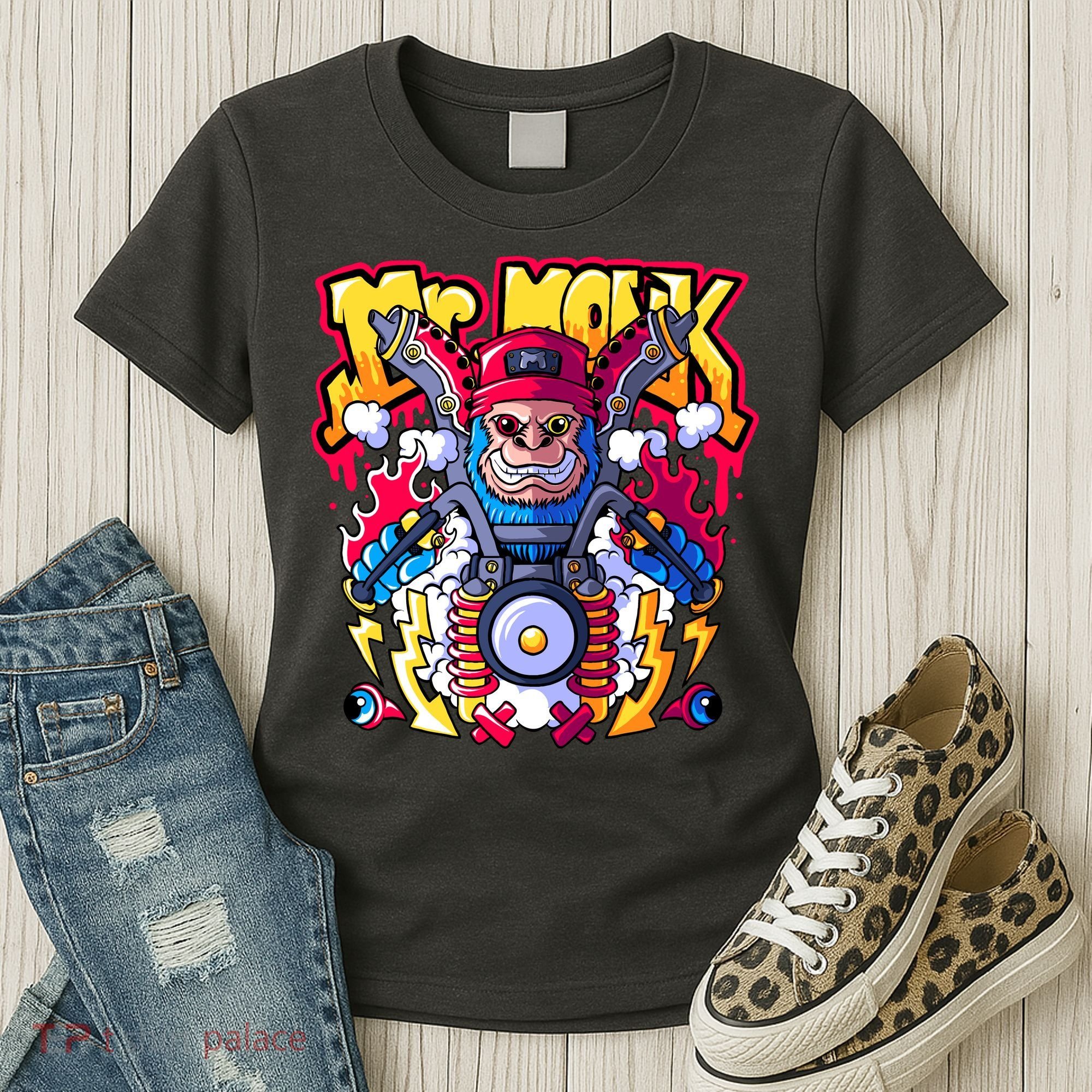 Mr. Monkey Monk Cool Character Riding Motorcycle Women's T-Shirt