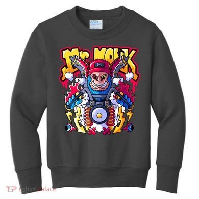 Mr. Monkey Monk Cool Character Riding Motorcycle Kids Sweatshirt