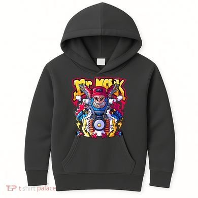 Mr. Monkey Monk Cool Character Riding Motorcycle Kids Hoodie