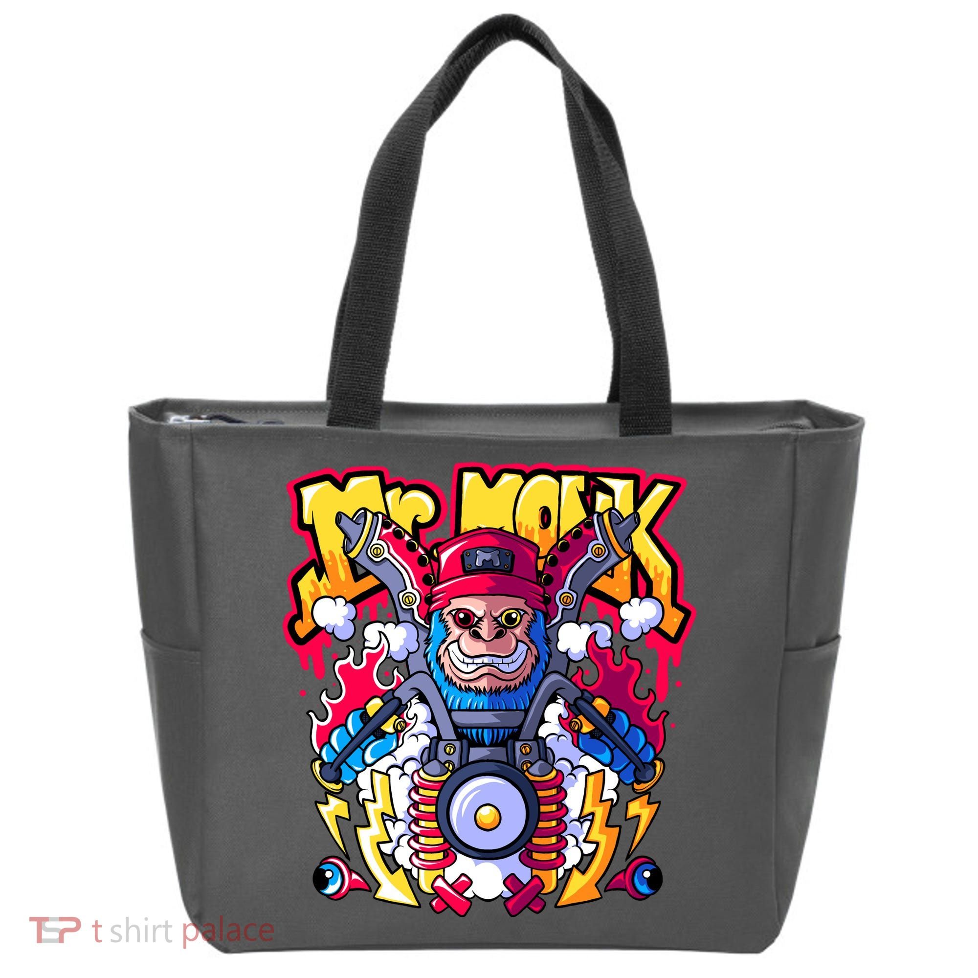 Mr. Monkey Monk Cool Character Riding Motorcycle Tote Bag