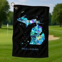 Michigan Map Golf Towel thumb 1