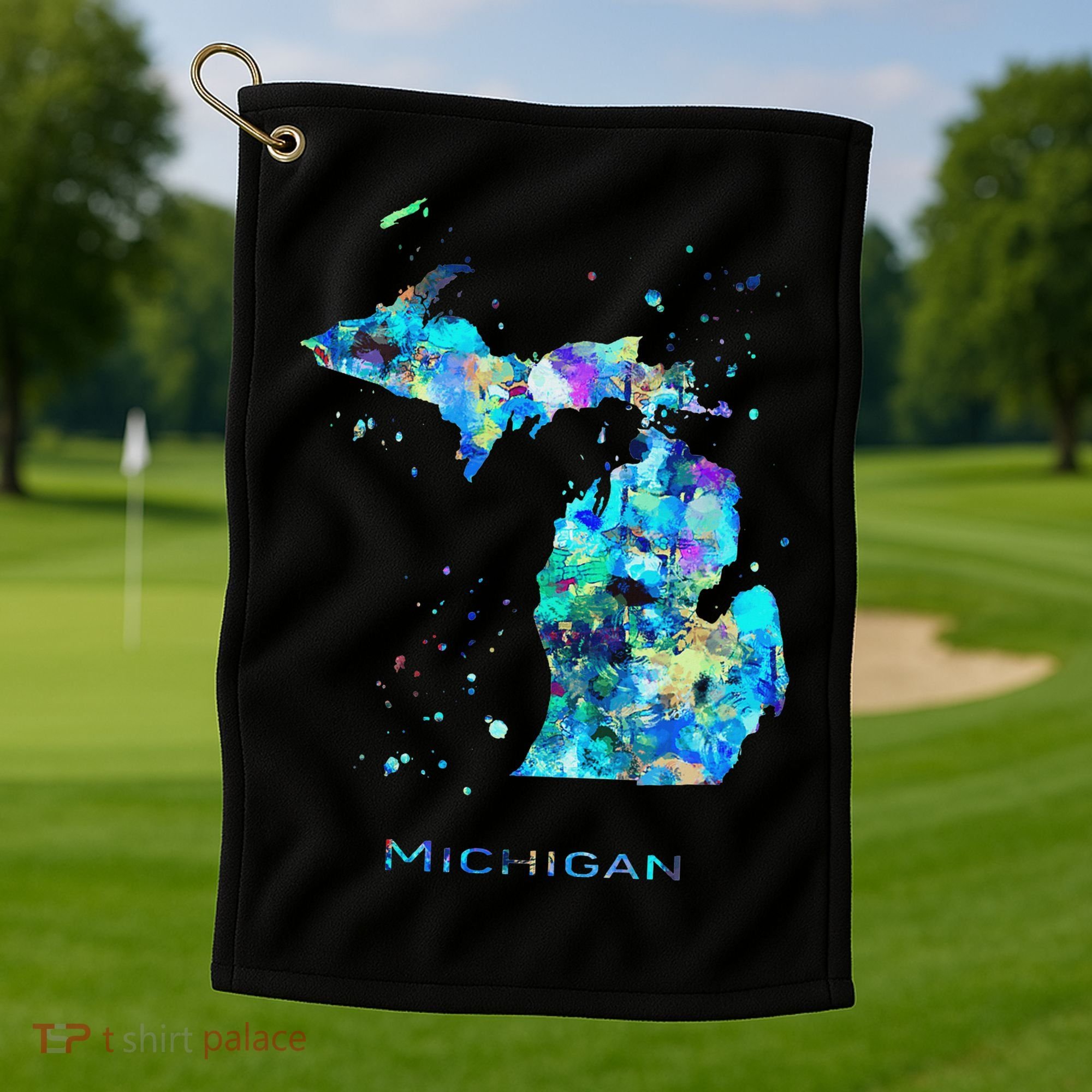 Michigan Map Golf Towel