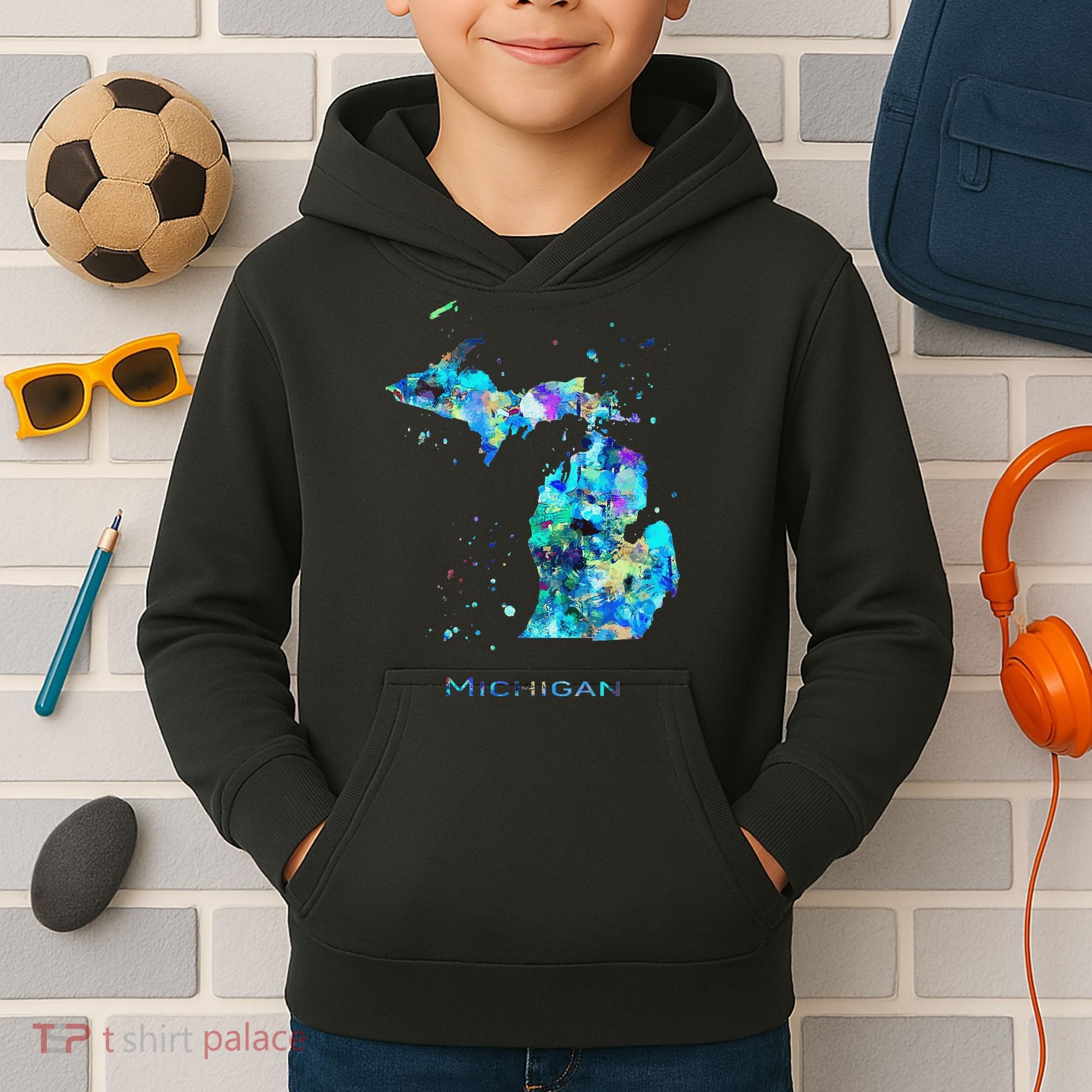 Michigan Map Kids Hoodie