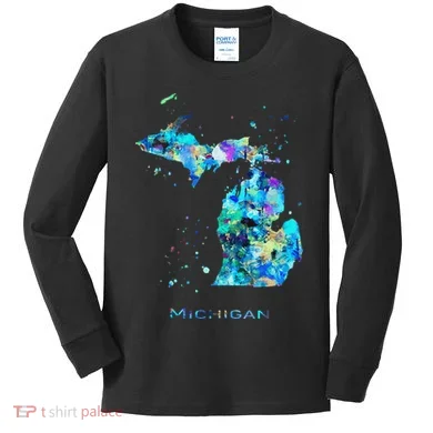 Michigan Map Kids Long Sleeve Shirt