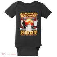 Milk Makes My Tummy Hurt Funny Oddly Specific Dank Meme Baby Bodysuit thumb 0