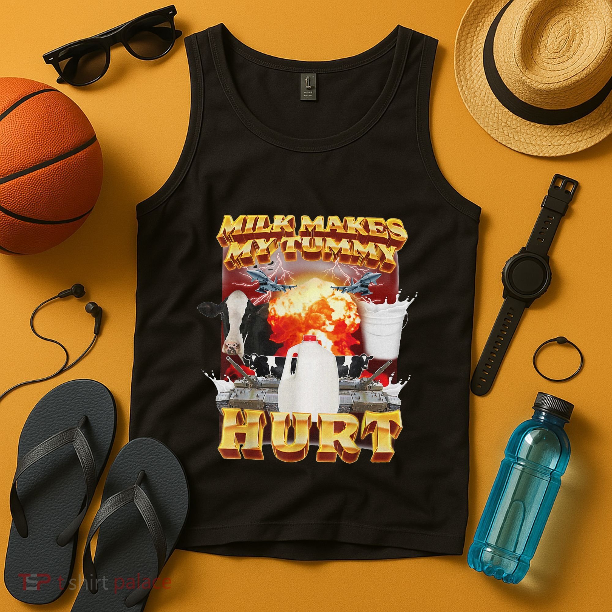 Milk Makes My Tummy Hurt Funny Oddly Specific Dank Meme Tank Top