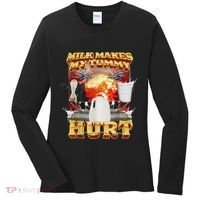 Milk Makes My Tummy Hurt Funny Oddly Specific Dank Meme Women's Long Sleeve Shirt thumb 0