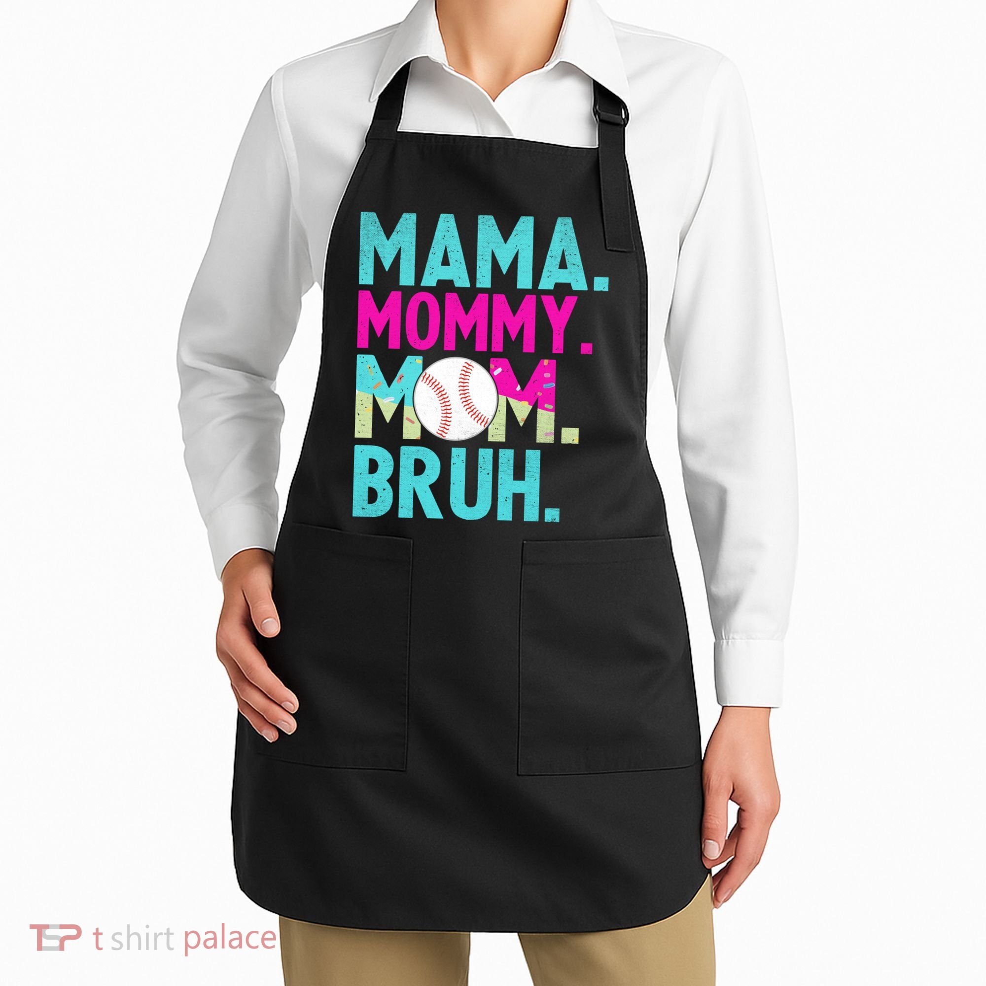Mama Mommy Mom Bruh Baseball Ice Cream Drip Apron