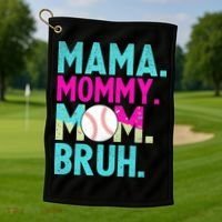 Mama Mommy Mom Bruh Baseball Ice Cream Drip Golf Towel thumb 1