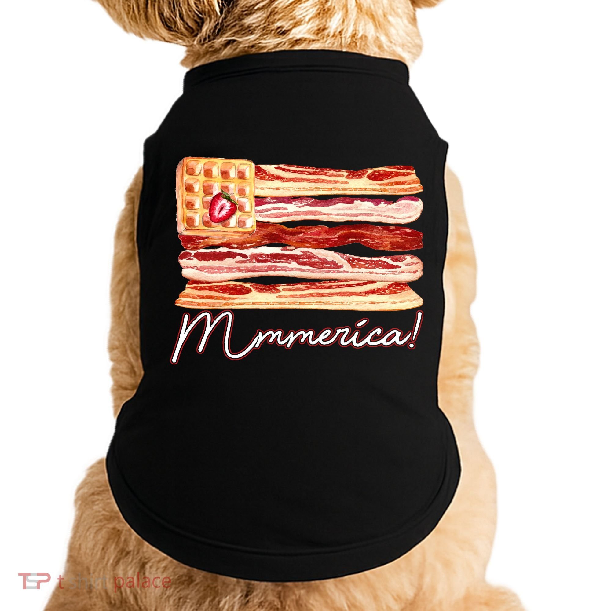 Mmmerica Bacon Waffle Merica Flag Doggie Tank