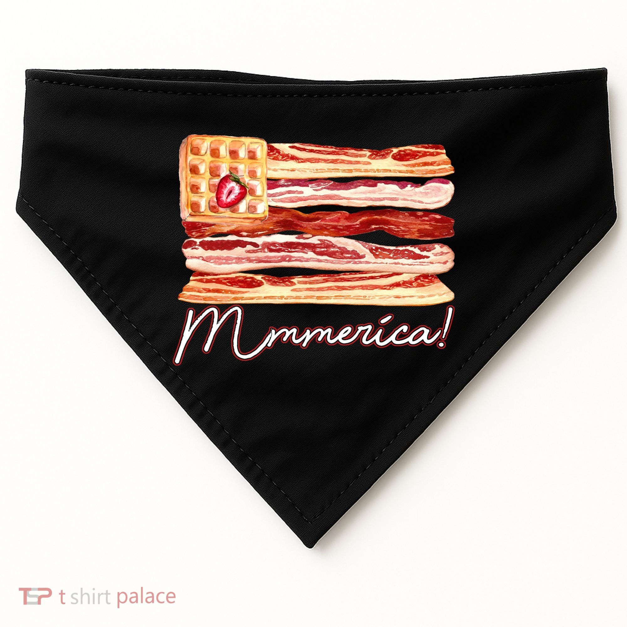 Mmmerica Bacon Waffle Merica Flag USA-Made Doggie Bandana