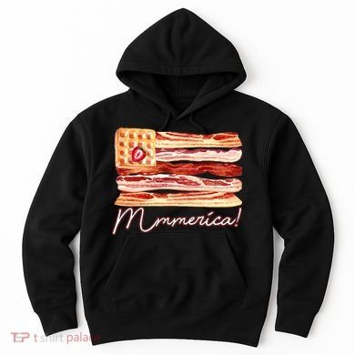 Mmmerica Bacon Waffle Merica Flag Hoodie