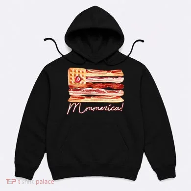 Mmmerica Bacon Waffle Merica Flag Hoodie