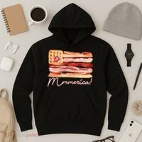 Mmmerica Bacon Waffle Merica Flag Hoodie thumb 3