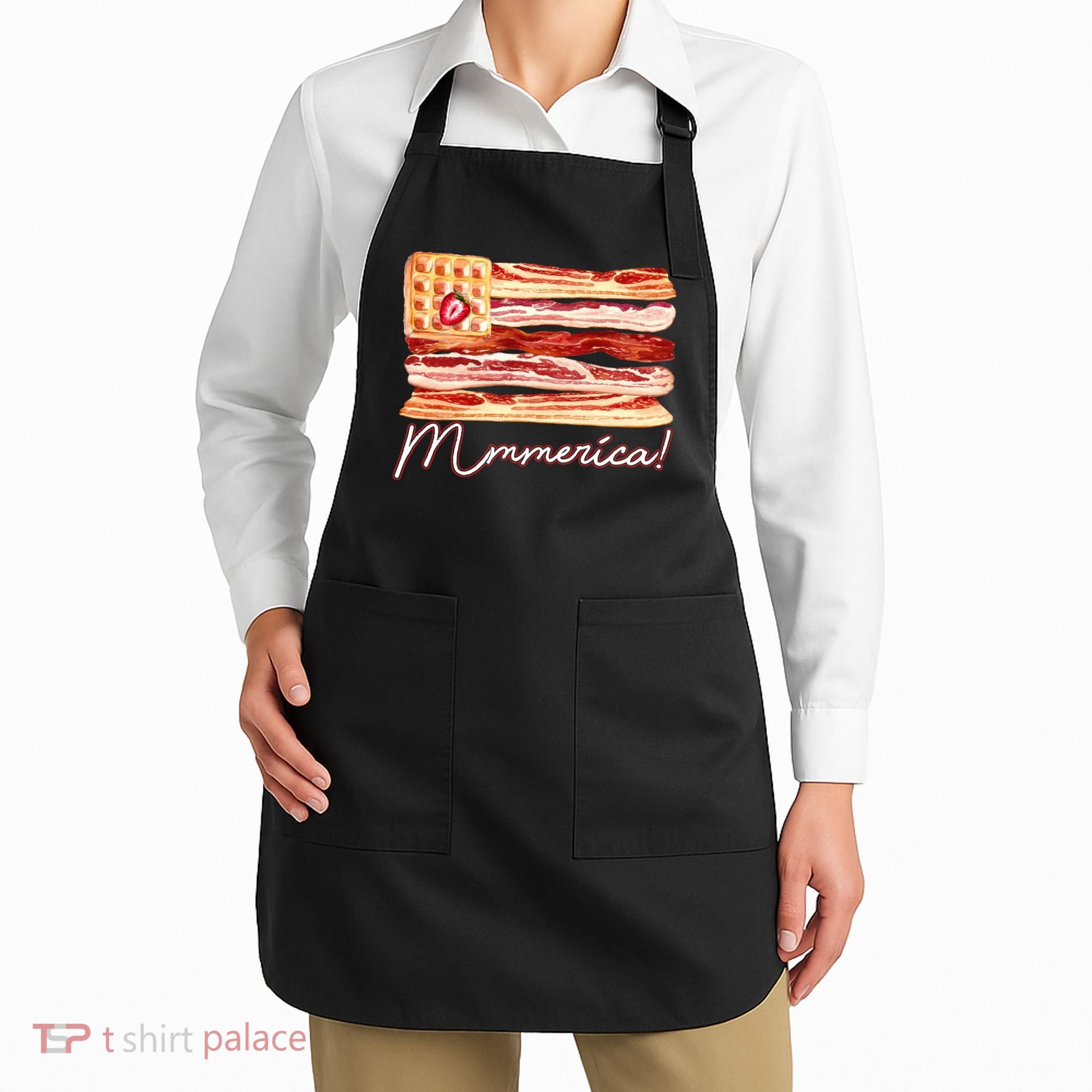 Mmmerica Bacon Waffle Merica Flag Apron