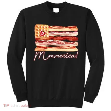 Mmmerica Bacon Waffle Merica Flag Sweatshirt