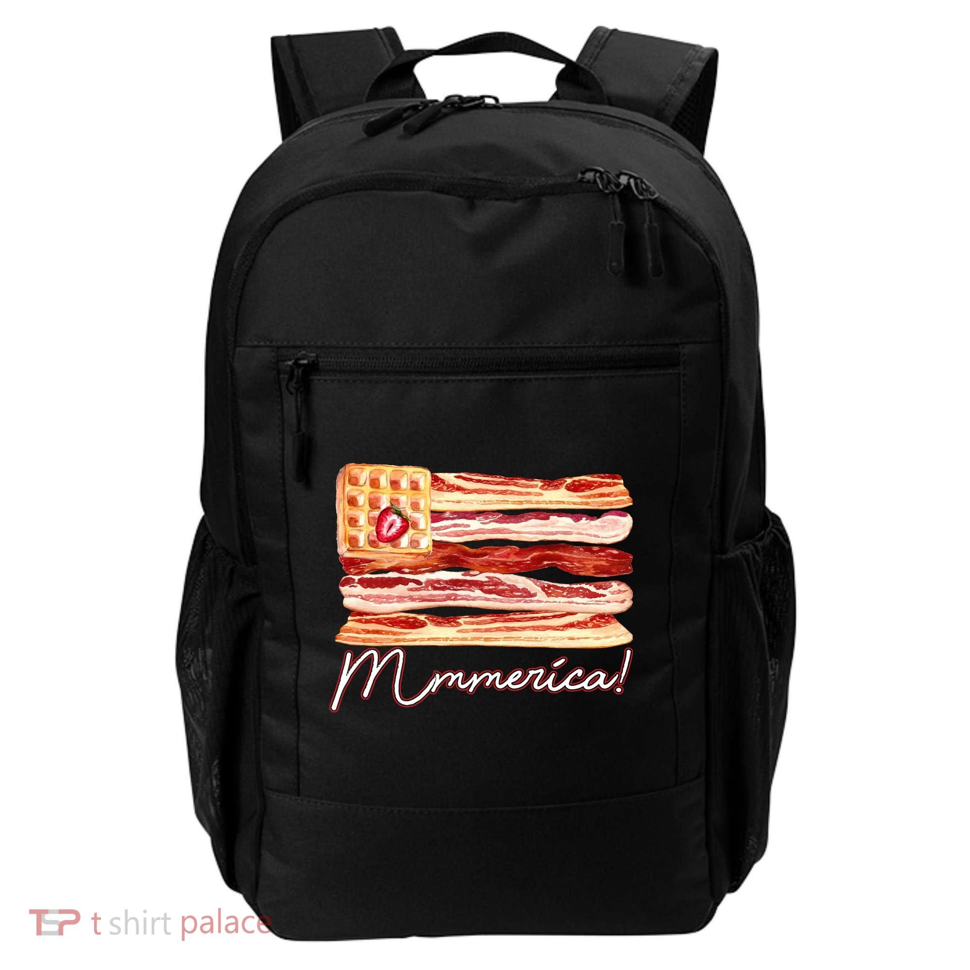Mmmerica Bacon Waffle Merica Flag Backpack