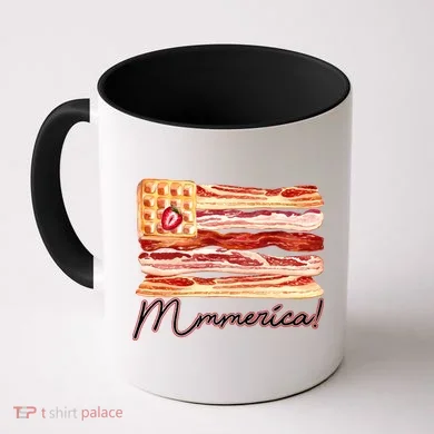 Mmmerica Bacon Waffle Merica Flag Coffee Mug