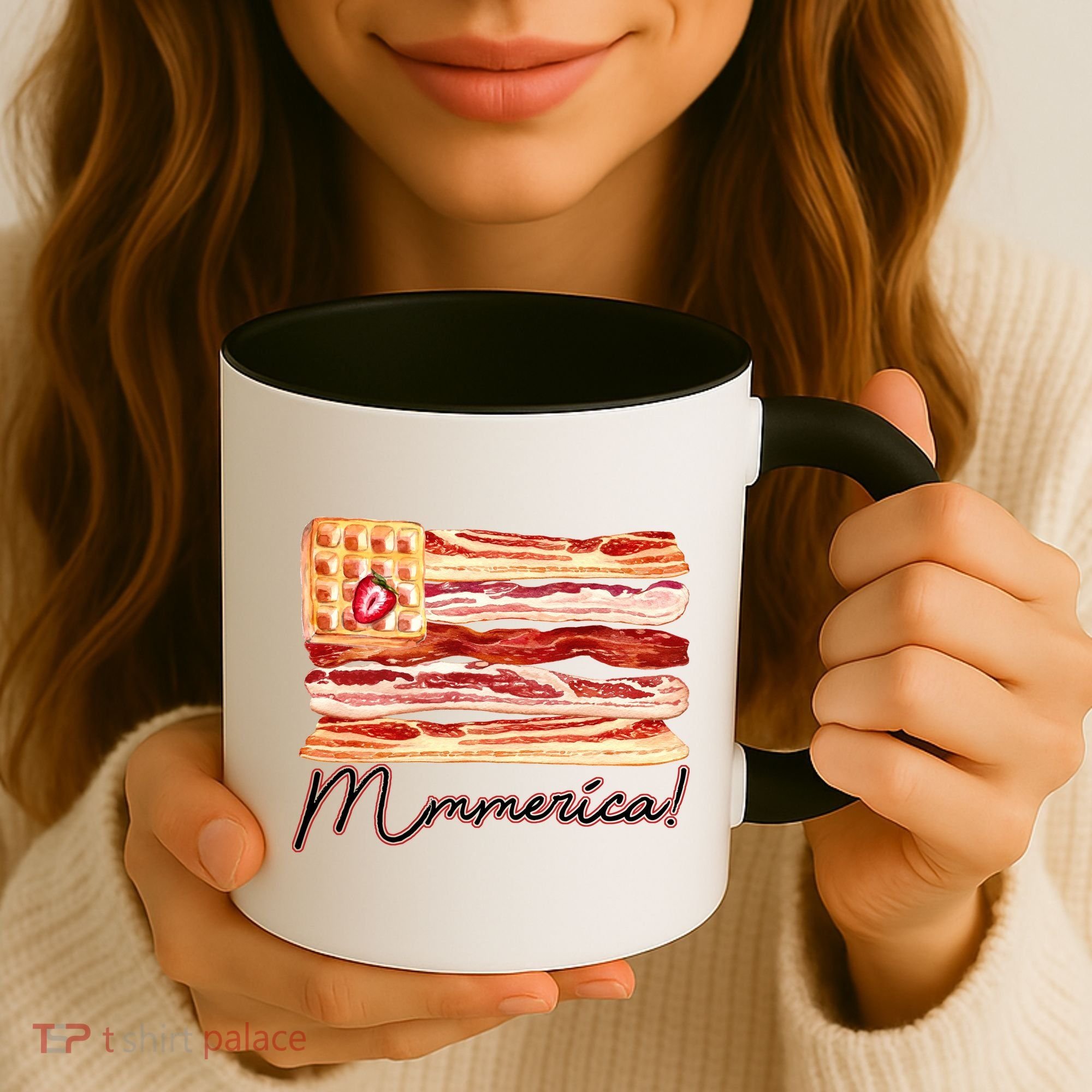 Mmmerica Bacon Waffle Merica Flag Coffee Mug