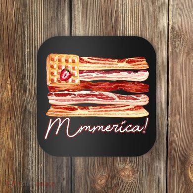Mmmerica Bacon Waffle Merica Flag Coaster