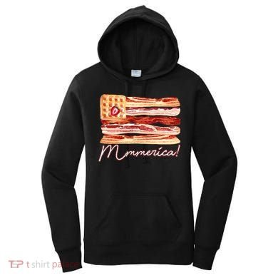 Mmmerica Bacon Waffle Merica Flag Women's Hoodie