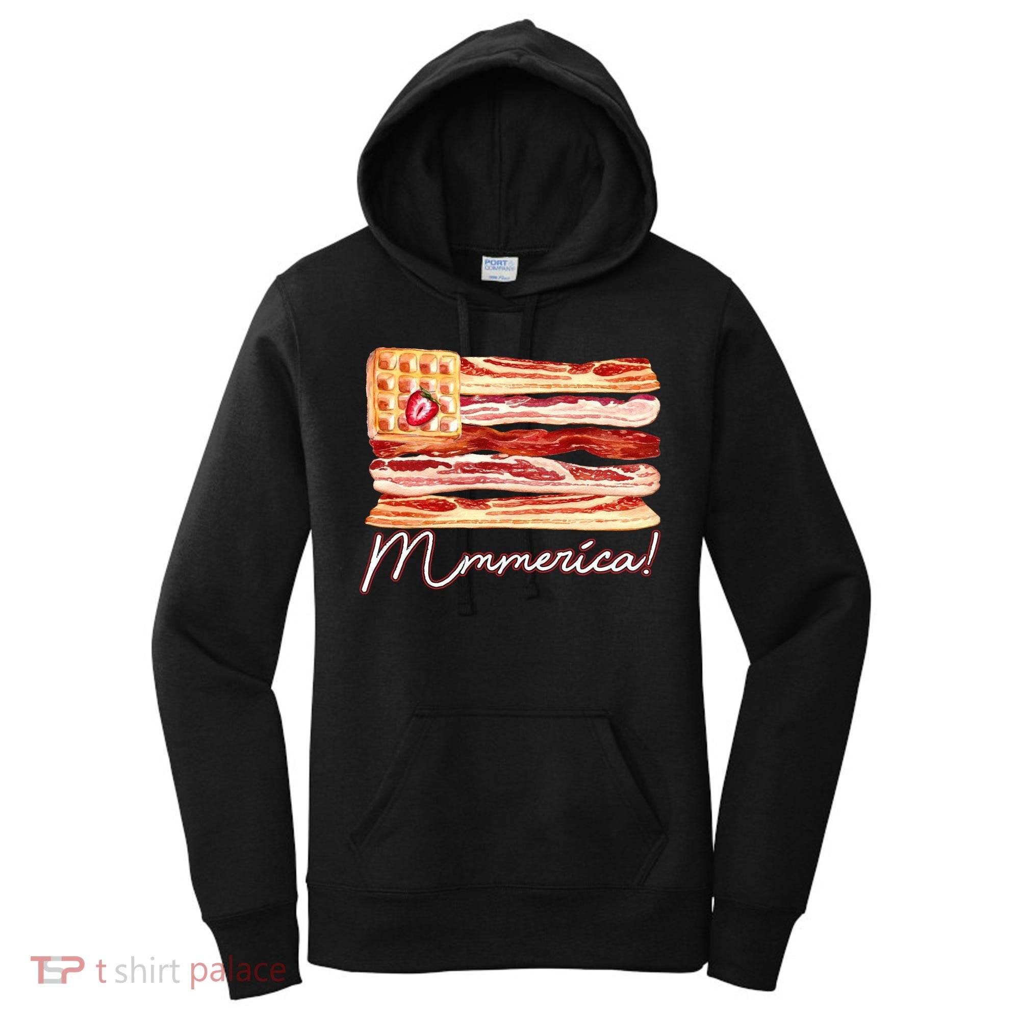Mmmerica Bacon Waffle Merica Flag Women's Hoodie