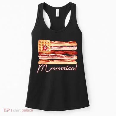 Mmmerica Bacon Waffle Merica Flag Women's Tank Top