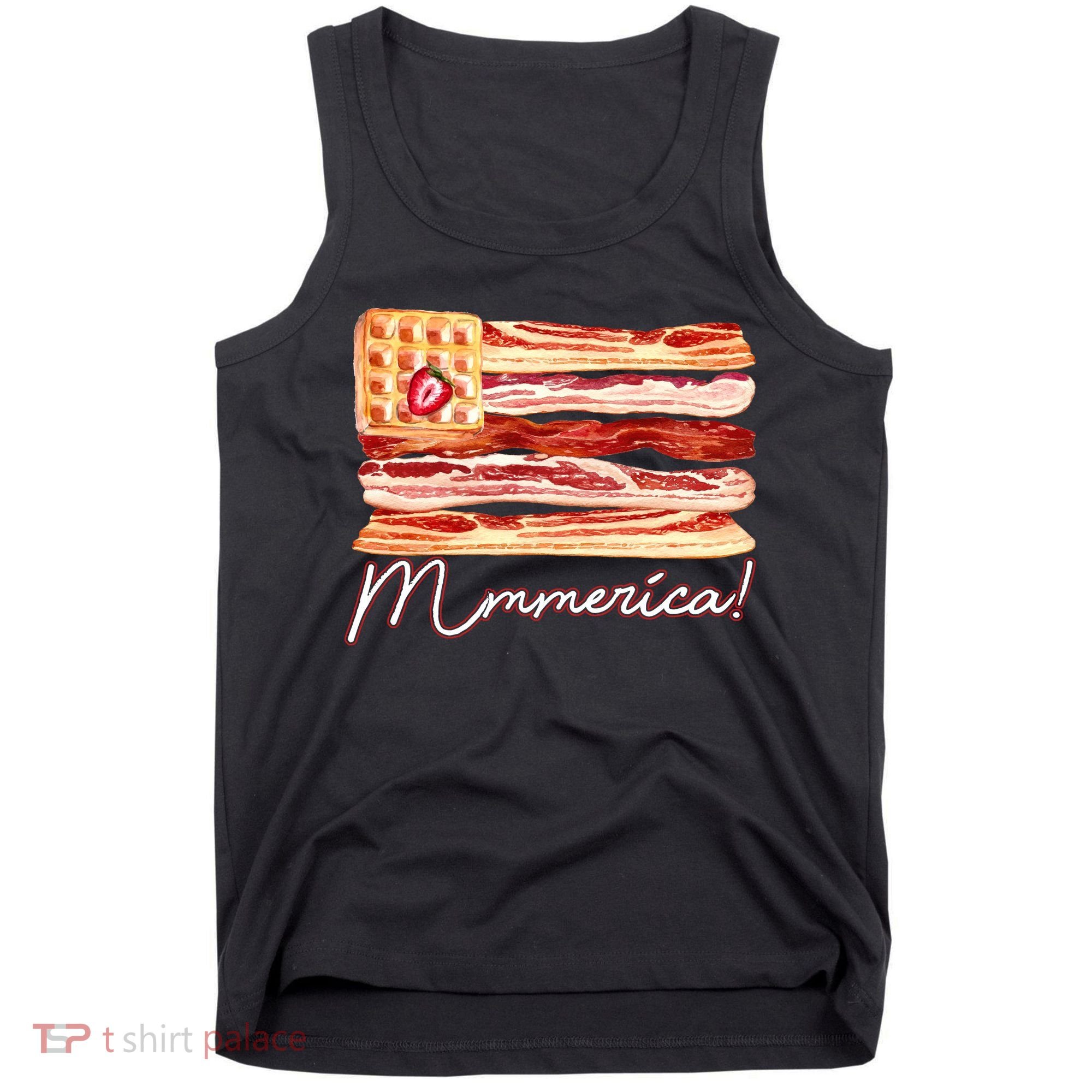 Mmmerica Bacon Waffle Merica Flag Tank Top