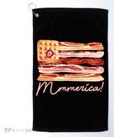 Mmmerica Bacon Waffle Merica Flag Golf Towel thumb 0