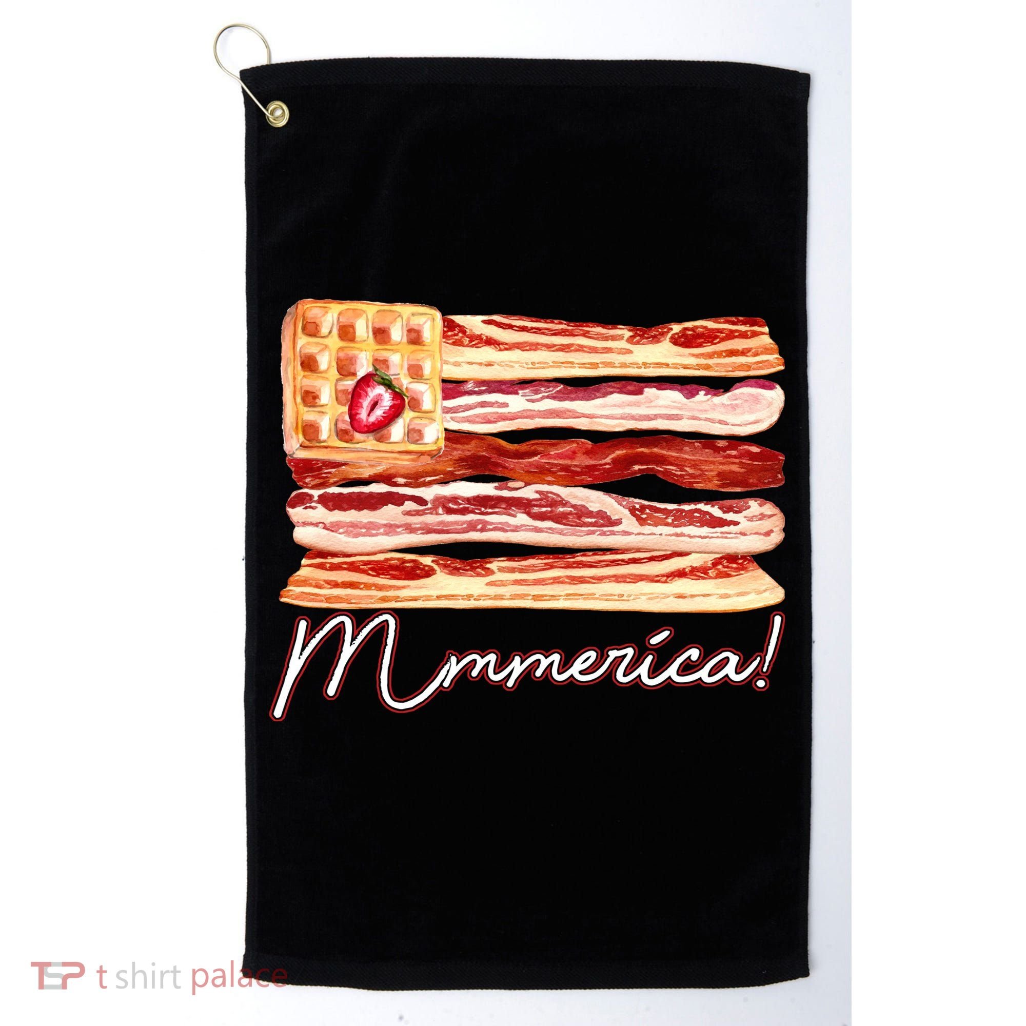 Mmmerica Bacon Waffle Merica Flag Golf Towel