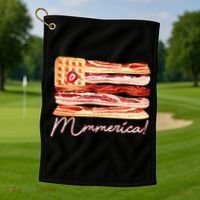 Mmmerica Bacon Waffle Merica Flag Golf Towel thumb 1
