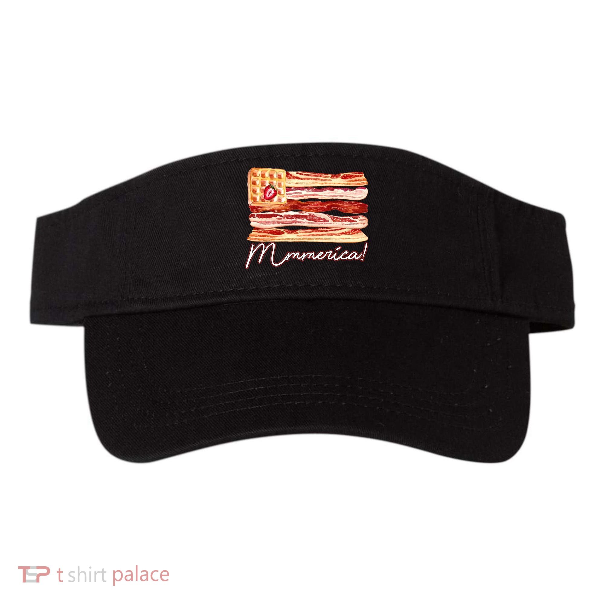 Mmmerica Bacon Waffle Merica Flag Visor